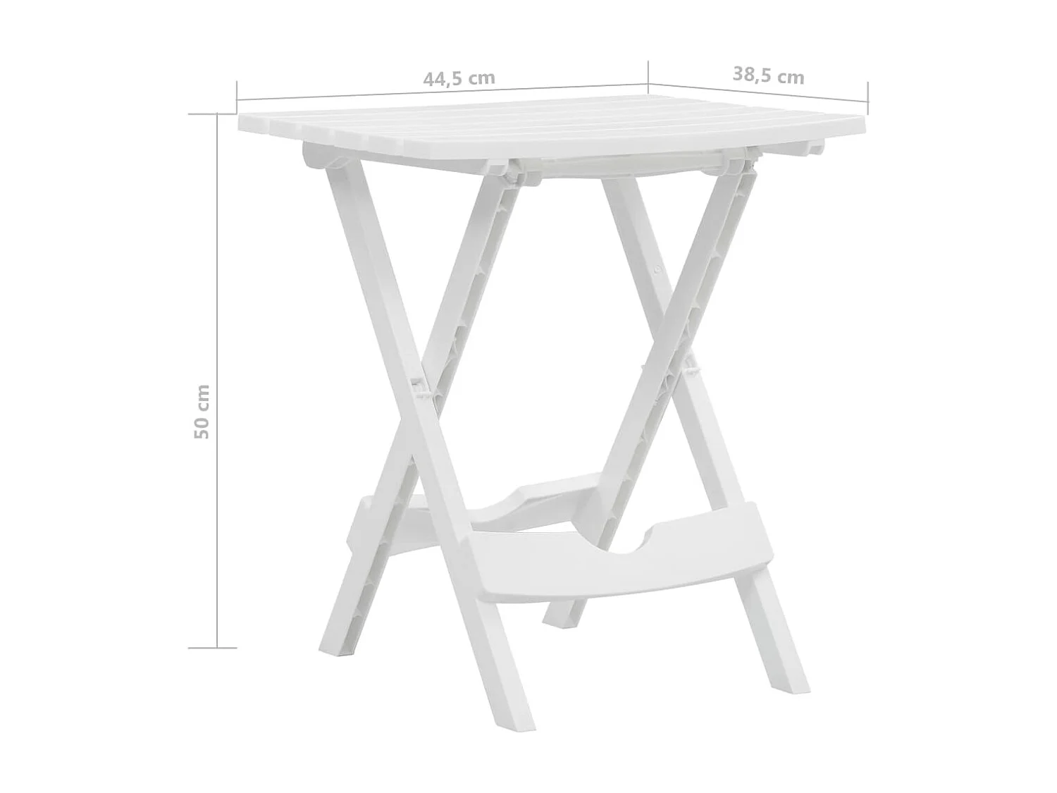 Tavolo da giardino pieghevole 45,5x38,5x50 cm Bianco