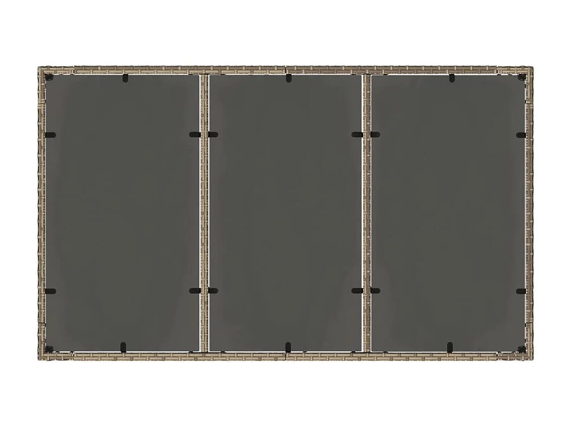 Mesa de jardín con tablero de cristal, Gris, 150x90x75cm, resina trenzada