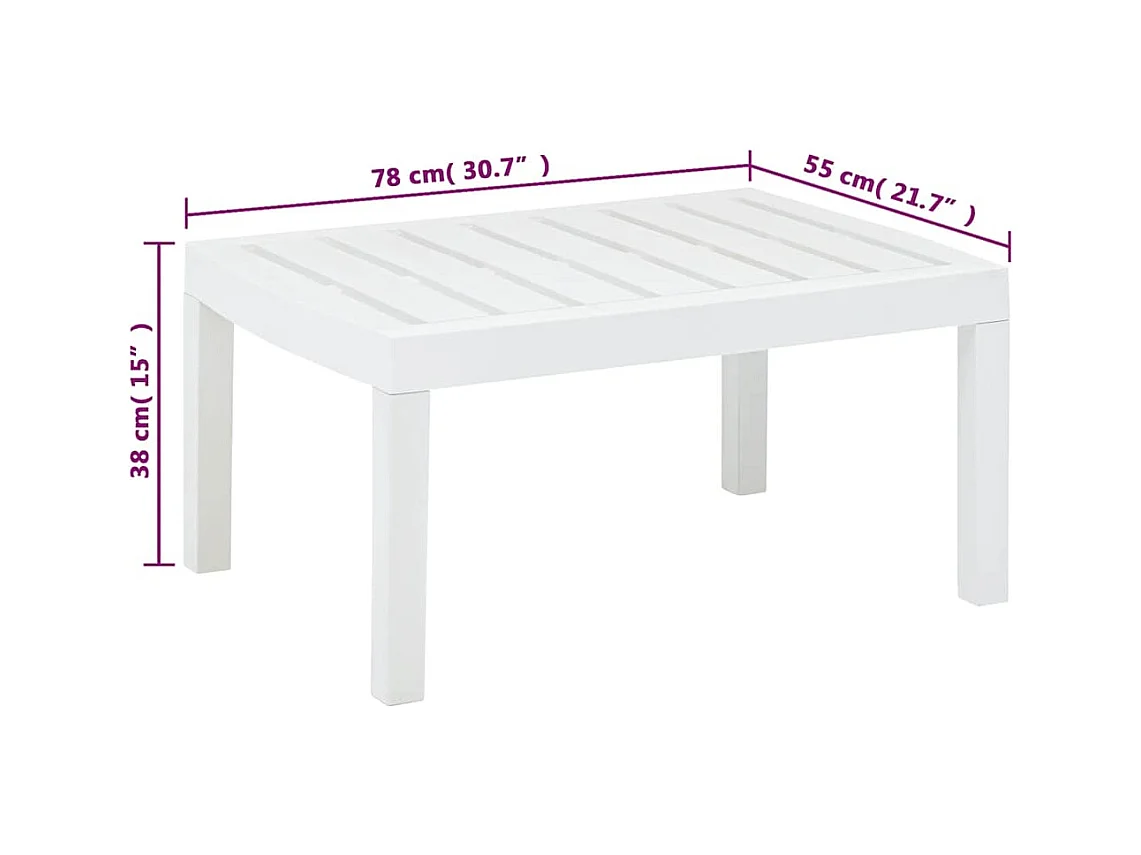 Witte tuintafel 78x55x38 cm Kunststof