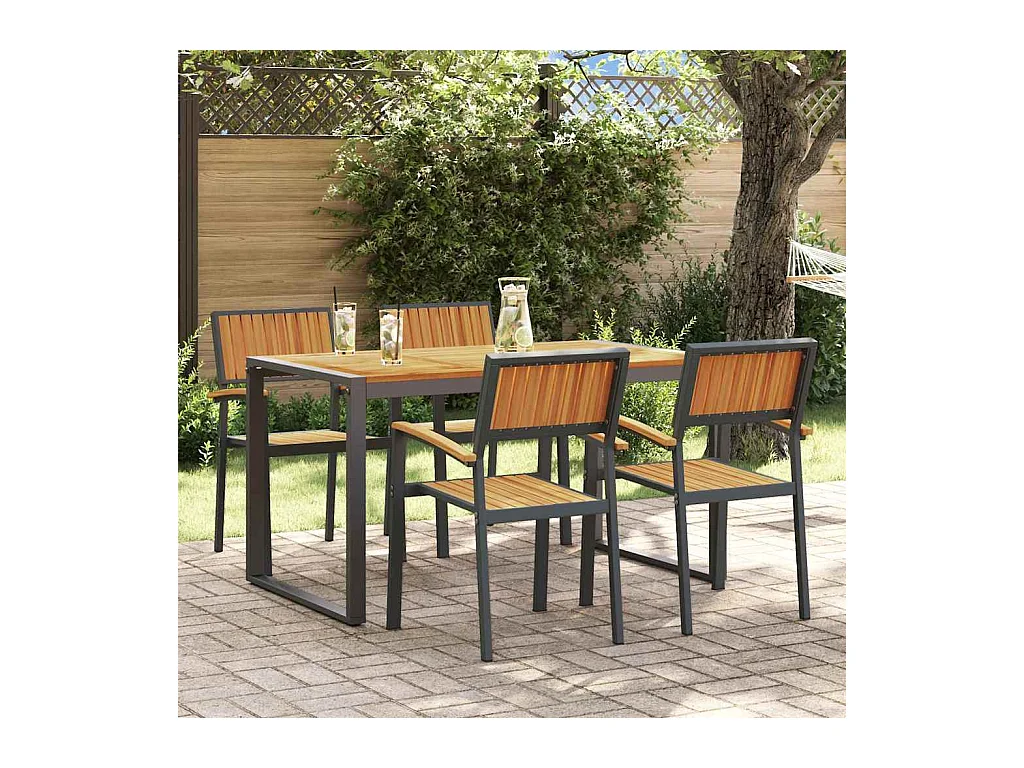Ensemble de salle à manger pour jardin 5 pcs Noir et marron