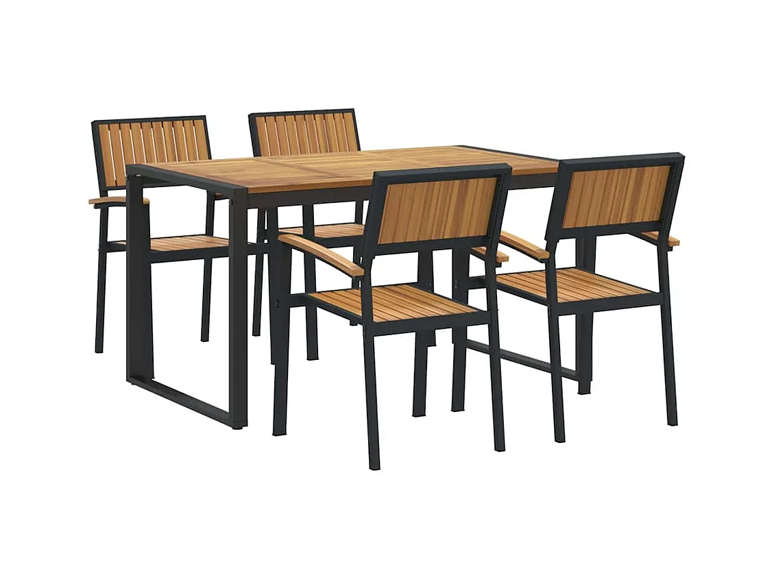 Ensemble de salle à manger pour jardin 5 pcs Noir et marron