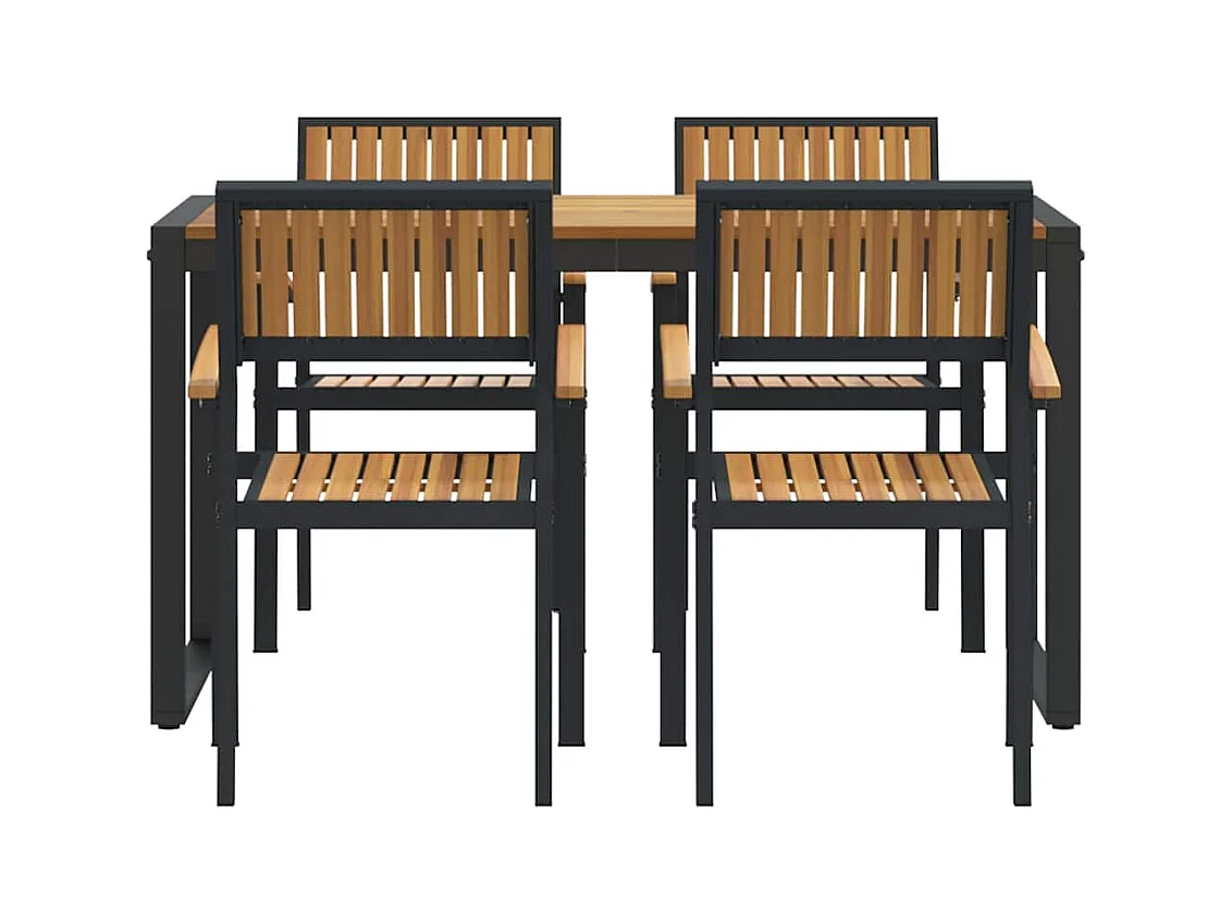 Ensemble de salle à manger pour jardin 5 pcs Noir et marron