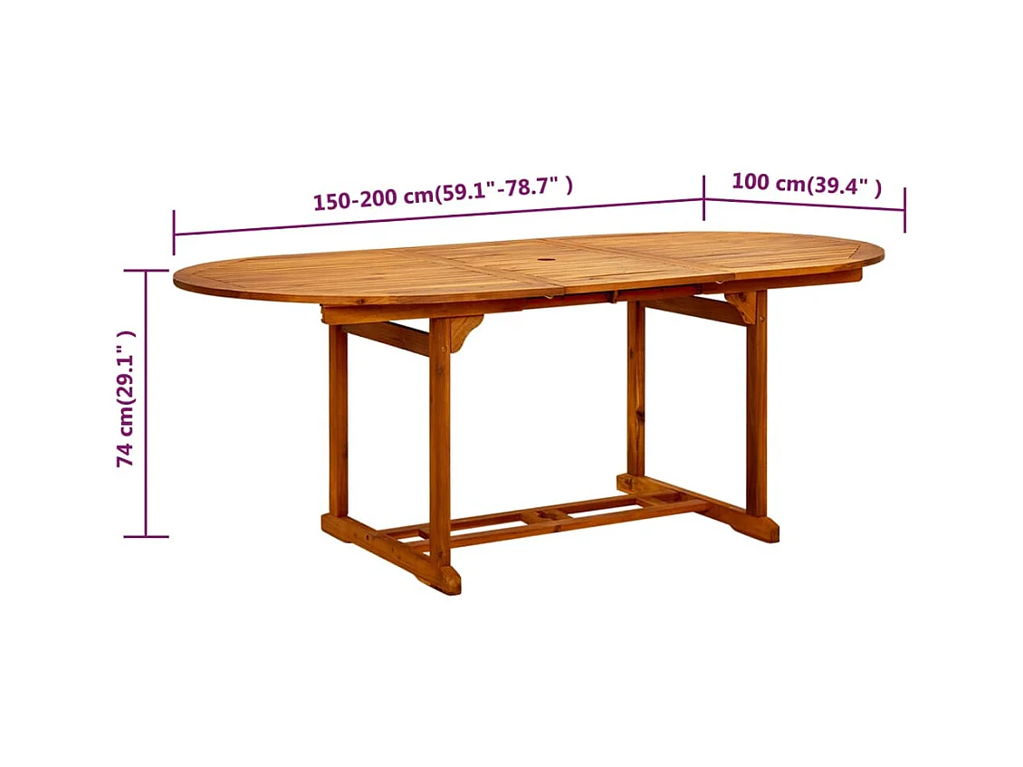 Tuintafel 200x100x75 cm Massief acaciahout
