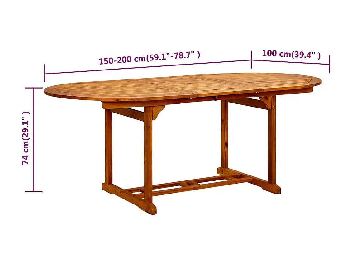 Tavolo da giardino 200x100x75 cm Legno massello di acacia