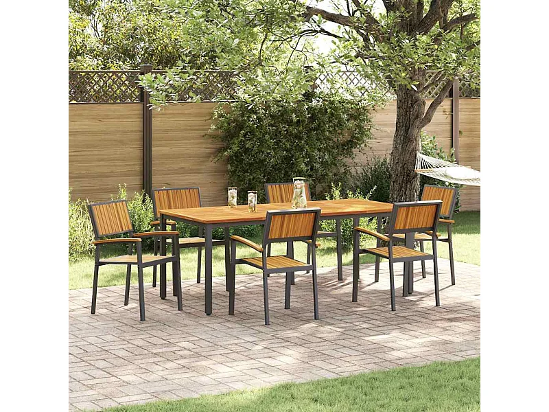 Ensemble de salle à manger pour jardin 7 pcs Noir et marron