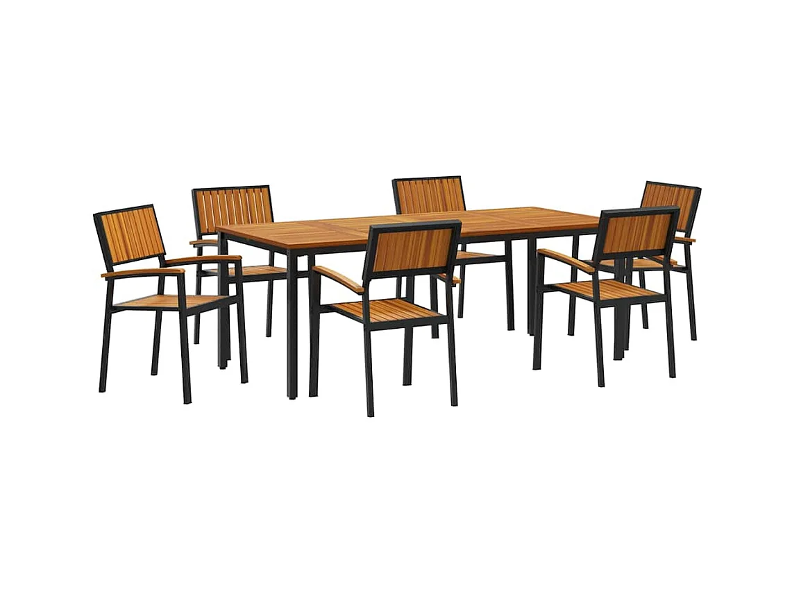 Ensemble de salle à manger pour jardin 7 pcs Noir et marron