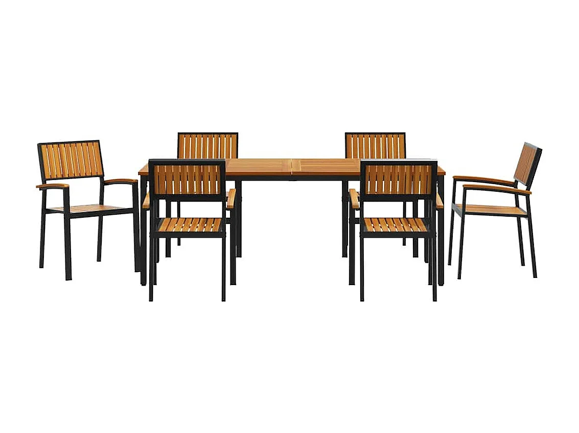 Ensemble de salle à manger pour jardin 7 pcs Noir et marron