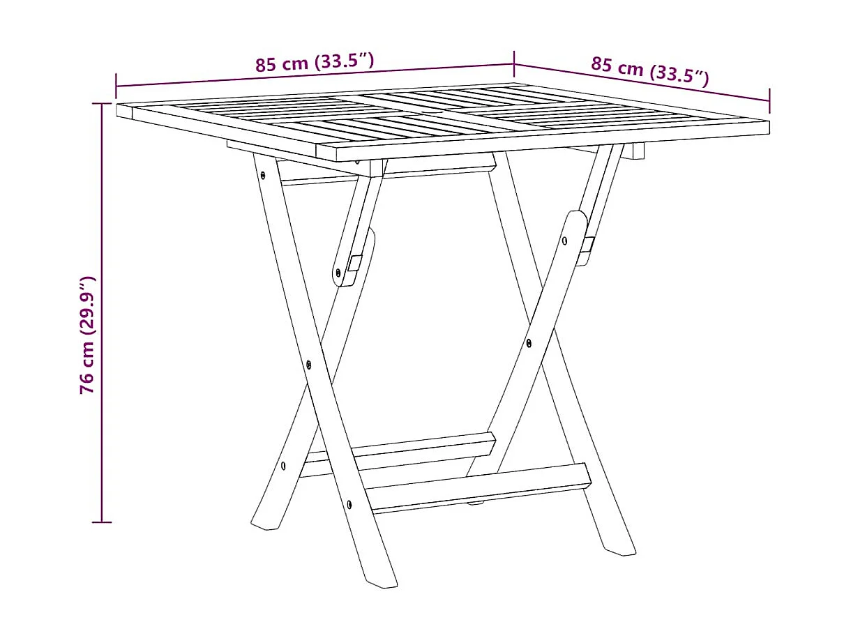 Mesa de jardín plegable 85x85x76 cm Madera maciza de teca