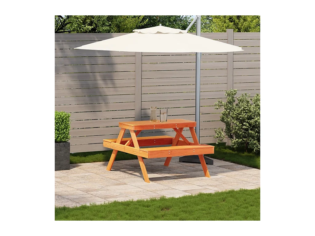 Bruine was picknicktafel 105x134x75 cm massief grenenhout