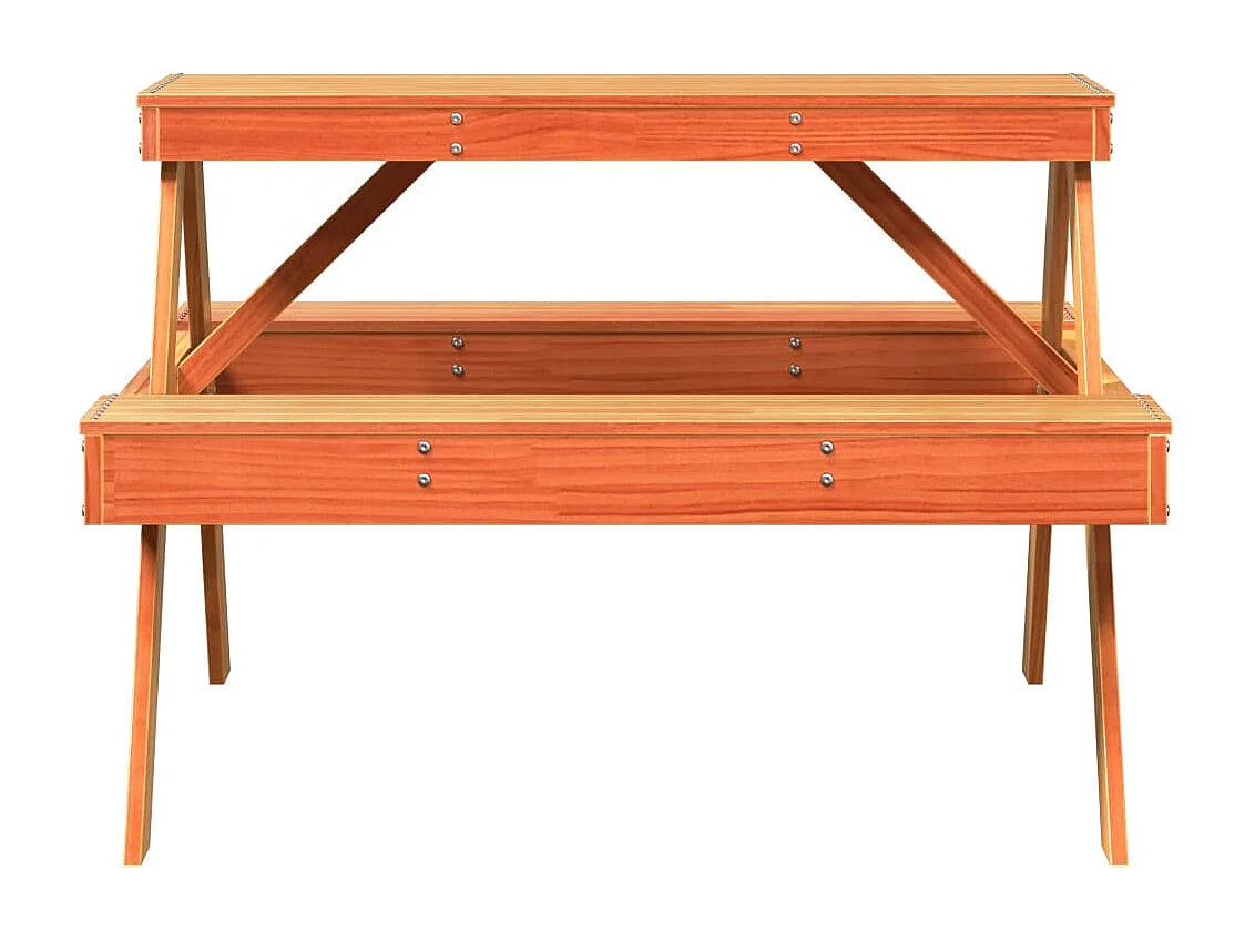 Table de pique-nique cire marron 105x134x75 cm bois massif pin