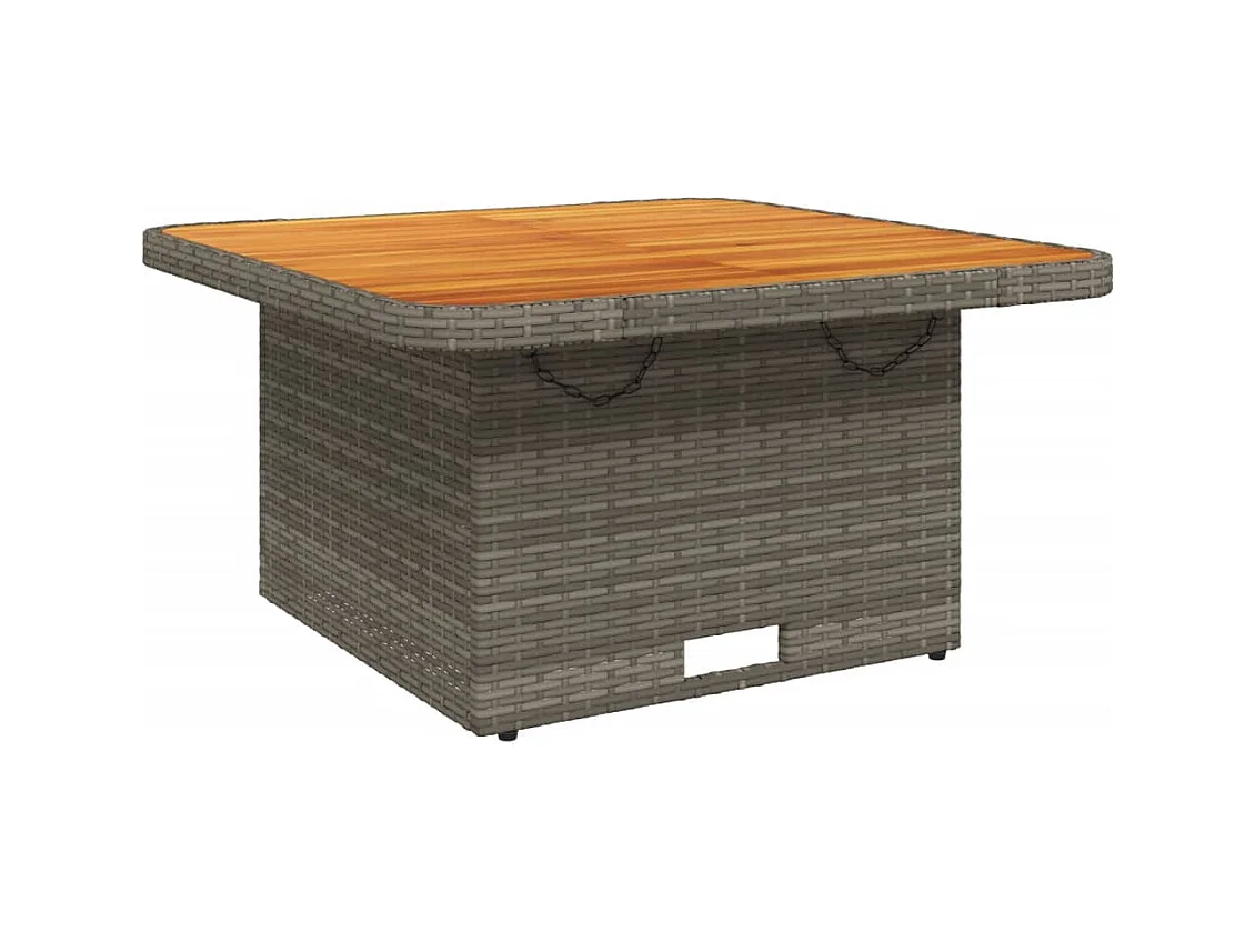 Grijze tuintafel 80x80x71 cm gevlochten hars en acaciahout