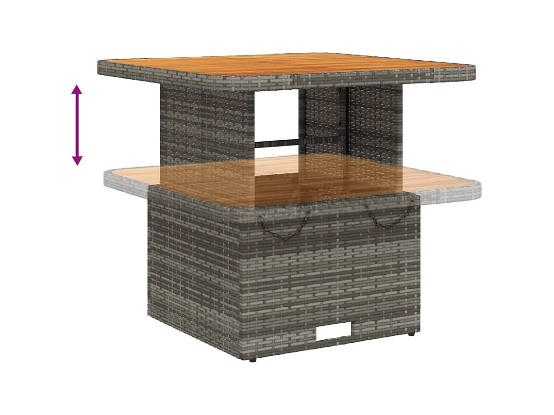 Grijze tuintafel 80x80x71 cm gevlochten hars en acaciahout