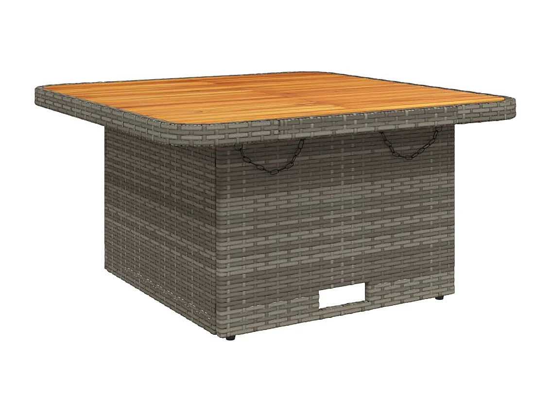 Grijze tuintafel 80x80x71 cm gevlochten hars en acaciahout