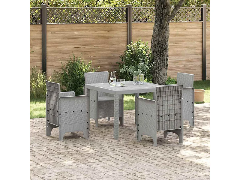 Tavolo da giardino grigio chiaro 100 x 100 x 73 cm in polyrattan