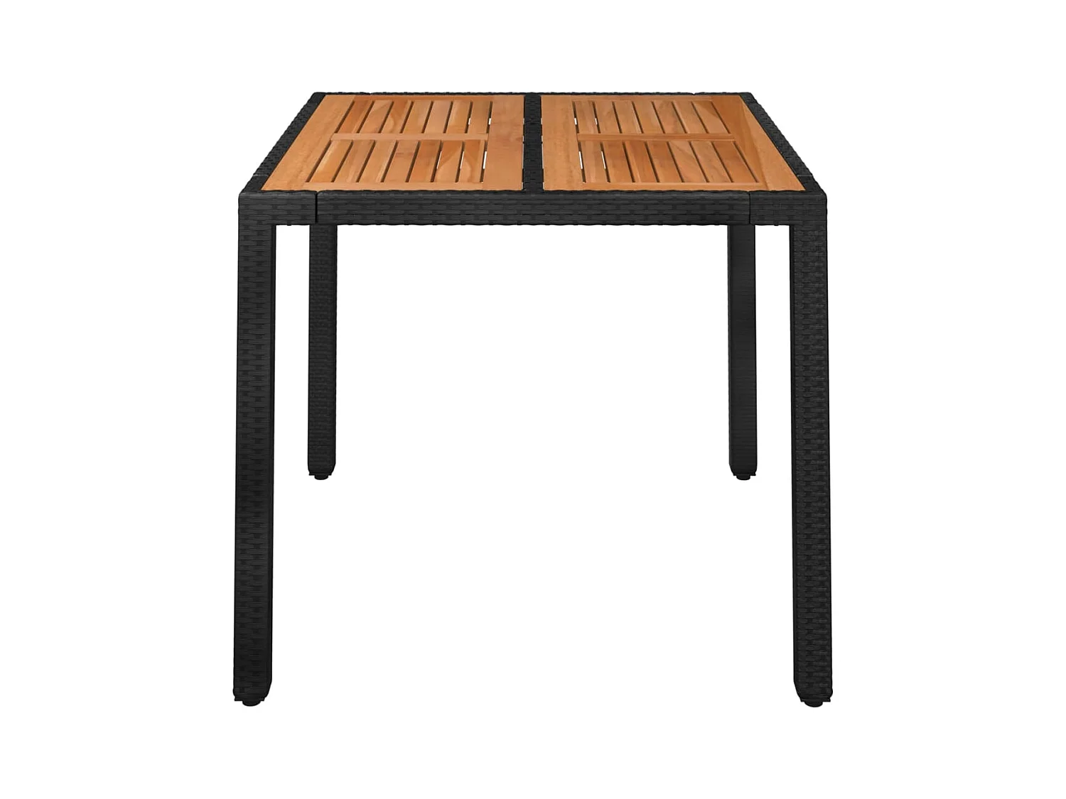 Table de jardin dessus en bois Noir 90x90x75 cm Résine tressée