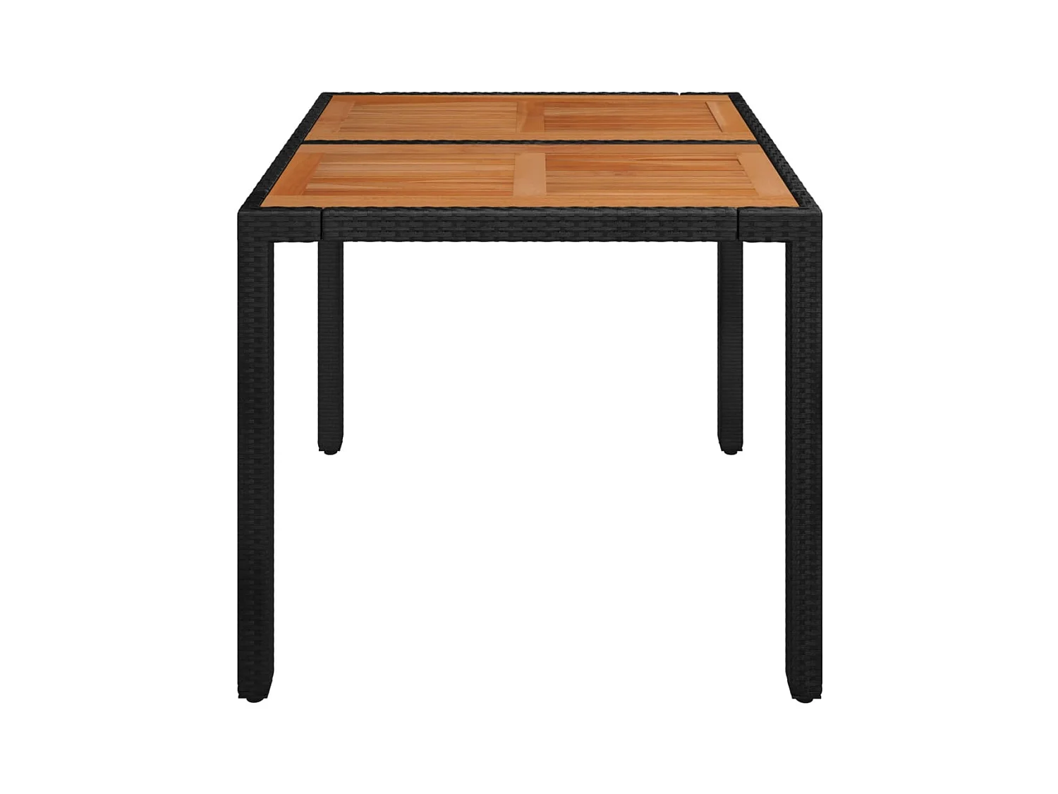 Table de jardin dessus en bois Noir 90x90x75 cm Résine tressée
