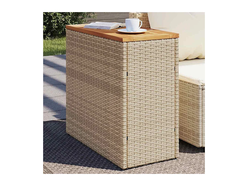 Tuintafel met beige houten blad 58x27,5x55 cm