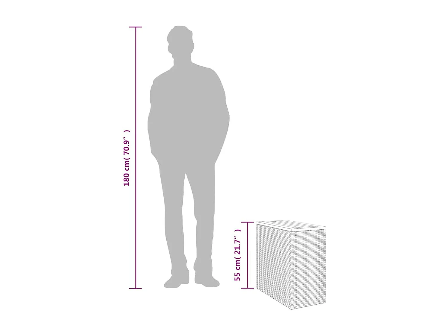 Tuintafel met beige houten blad 58x27,5x55 cm