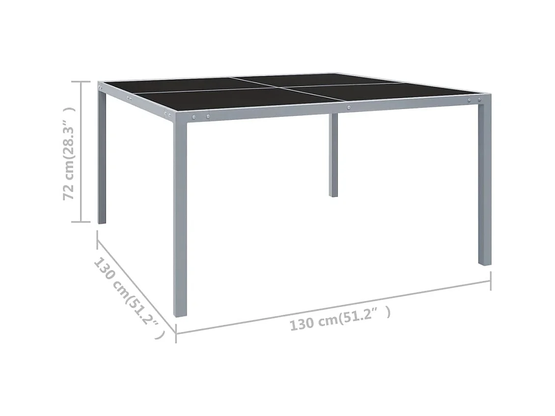 Tuintafel 130x130x72 cm Grijs Staal en glas