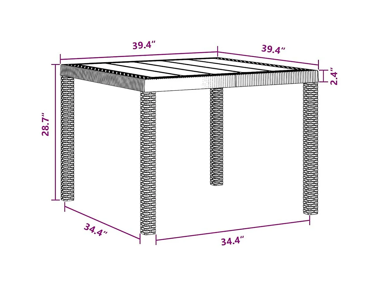 Table de Jardin Marron 100 x 100 x 73 cm polyrotin
