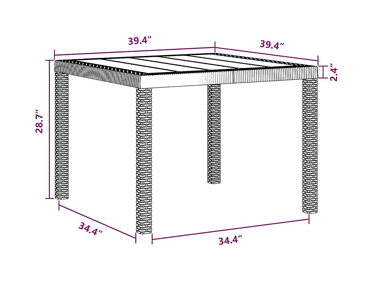 Table de Jardin Marron 100 x 100 x 73 cm polyrotin