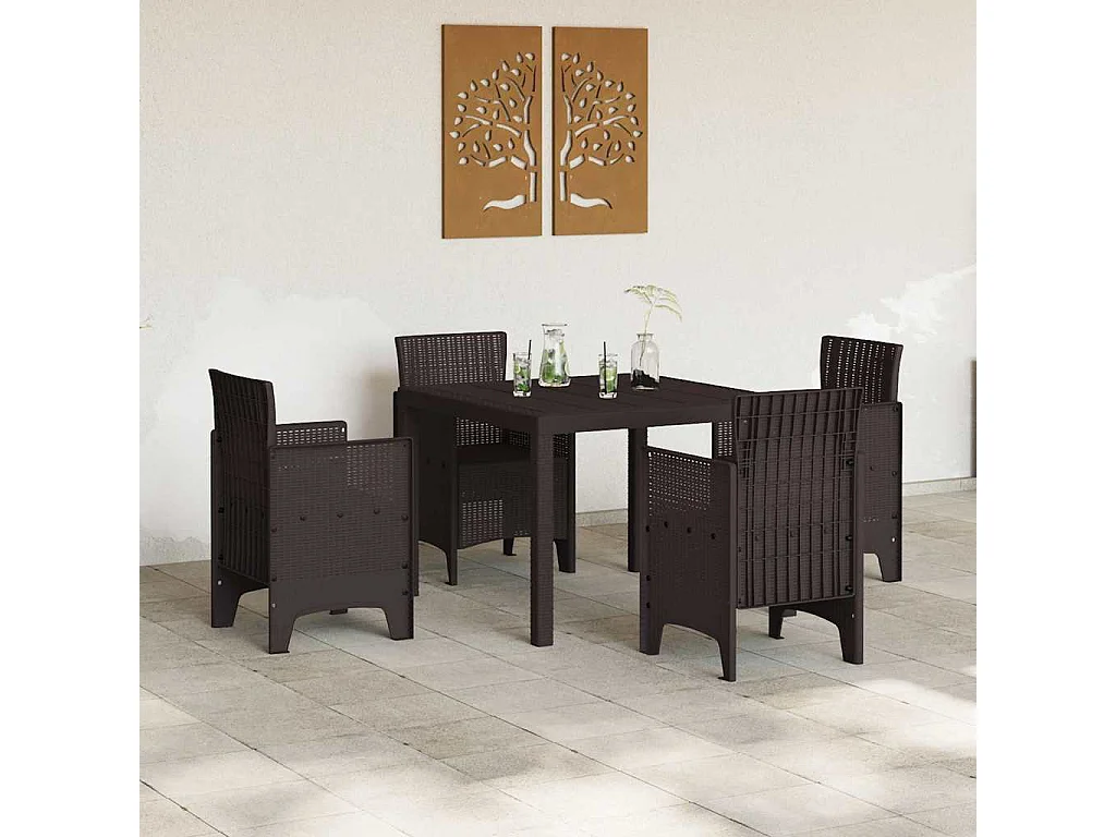 Tavolo da giardino marrone 100 x 100 x 73 cm in polyrattan