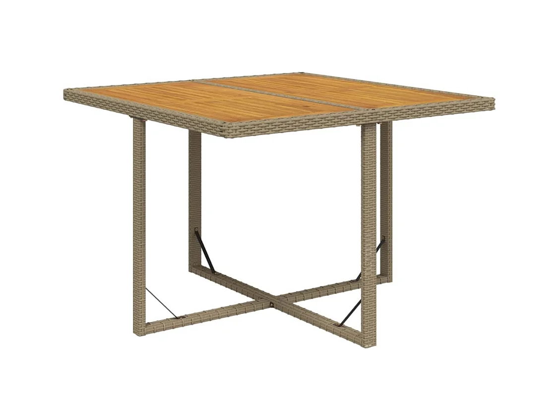 Beige tuintafel 109x107x74 cm Massief hout gevlochten hars