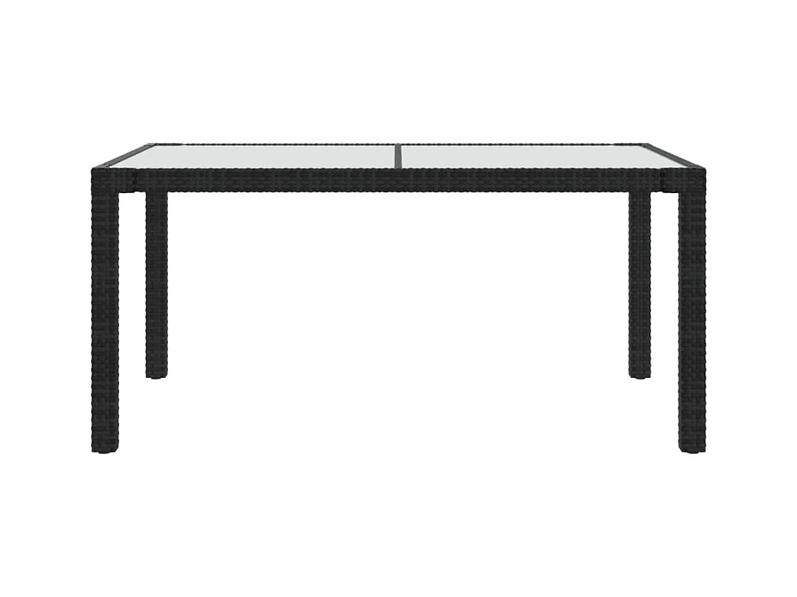 Tuintafel 150x90x75cm Gehard glas en geweven hars Zwart
