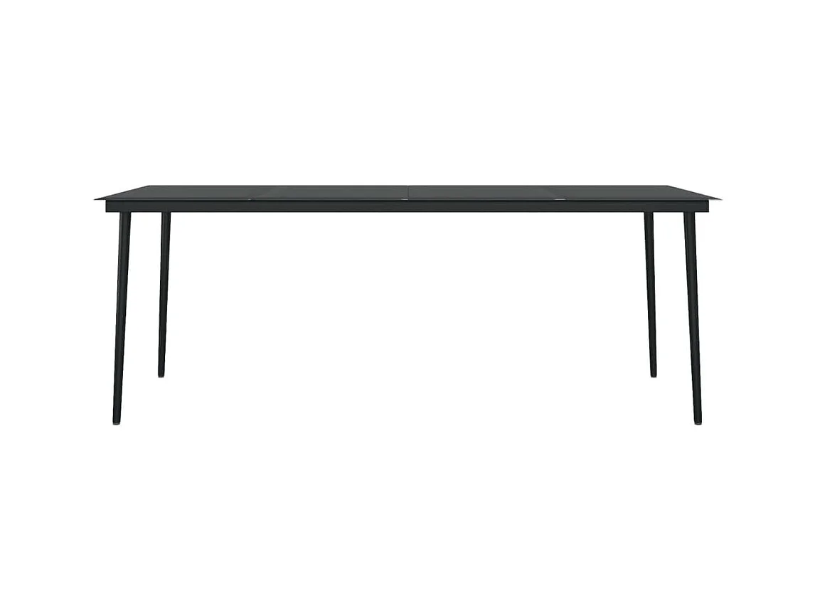 Table à dîner de jardin Noir 200x100x74 cm Acier et verre
