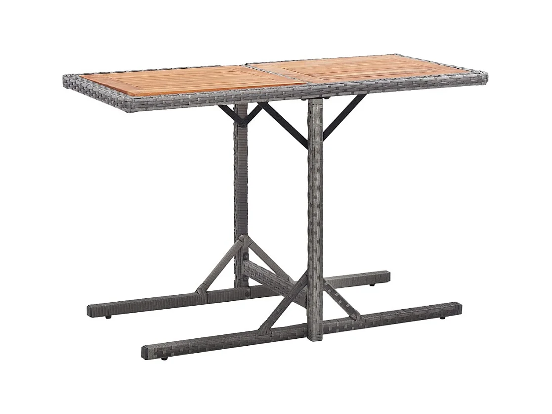 Antraciet tuintafel in gevlochten hars en acaciahout