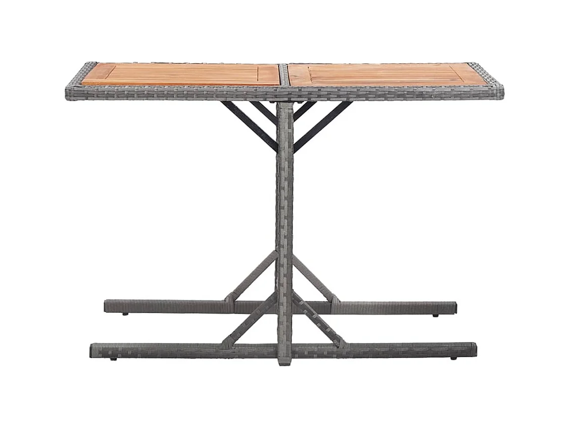 Antraciet tuintafel in gevlochten hars en acaciahout