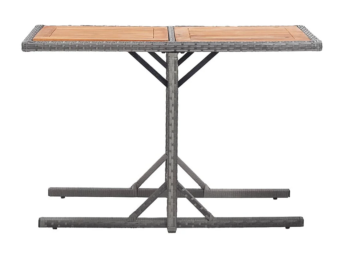 Mesa de jardín antracita de resina trenzada y madera de acacia