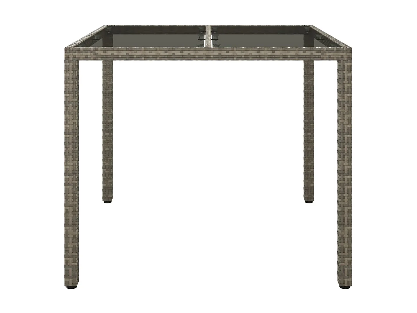 Tavolo da giardino 90x90x75 cm Vetro temperato e resina intrecciata Grigio