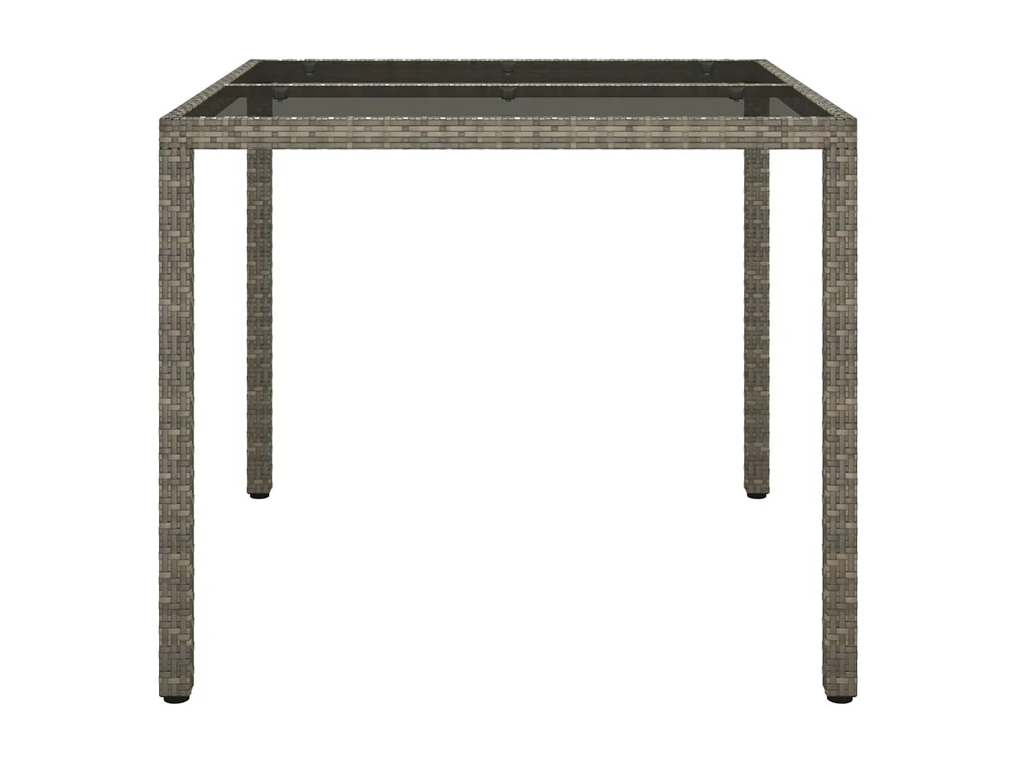Tavolo da giardino 90x90x75 cm Vetro temperato e resina intrecciata Grigio