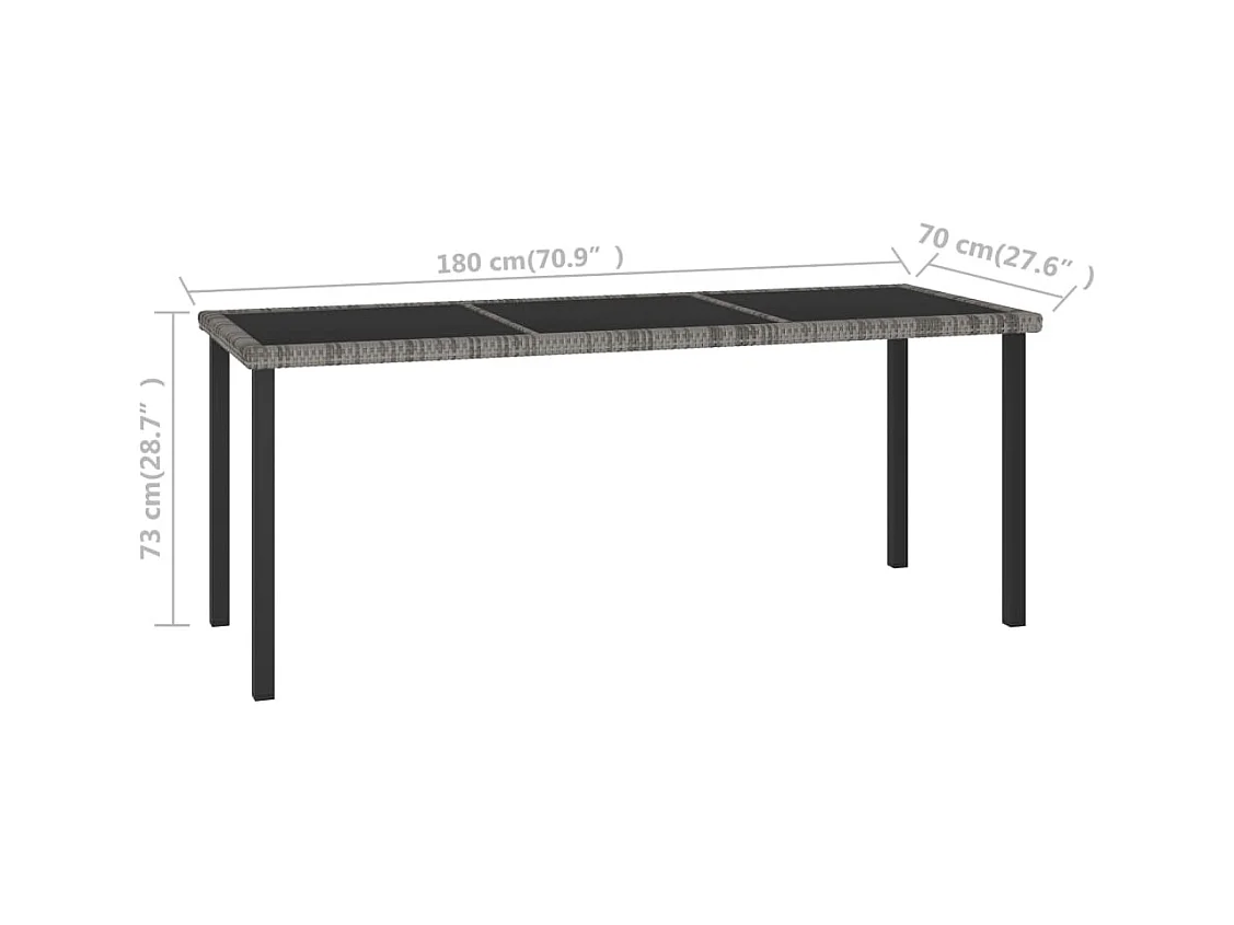 Tuintafel Grijs 180x70x73 cm Hars riet