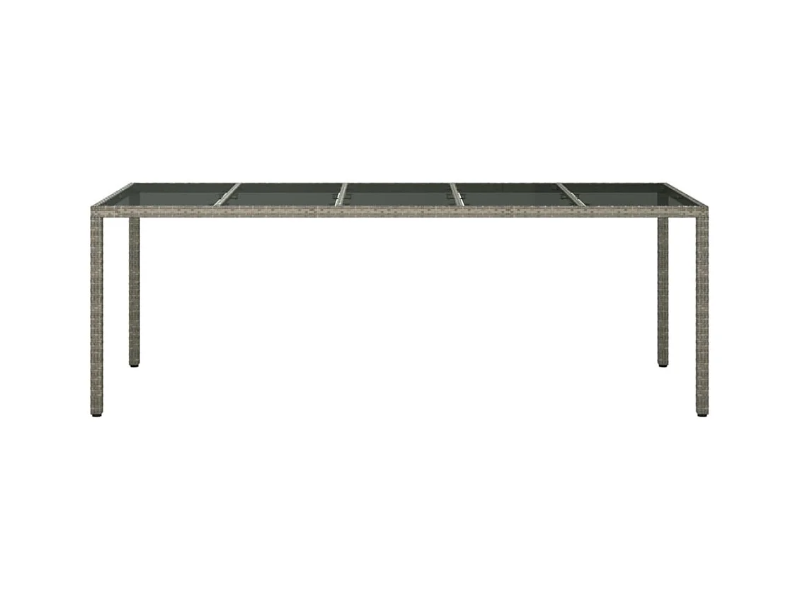 Grijze tuintafel 250x100x75 cm Gehard glas en polyrotan