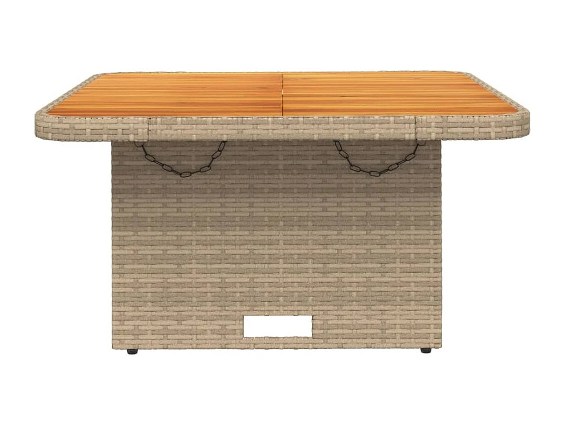 Tavolo da giardino beige 80x80x71 cm in resina intrecciata e legno di acacia