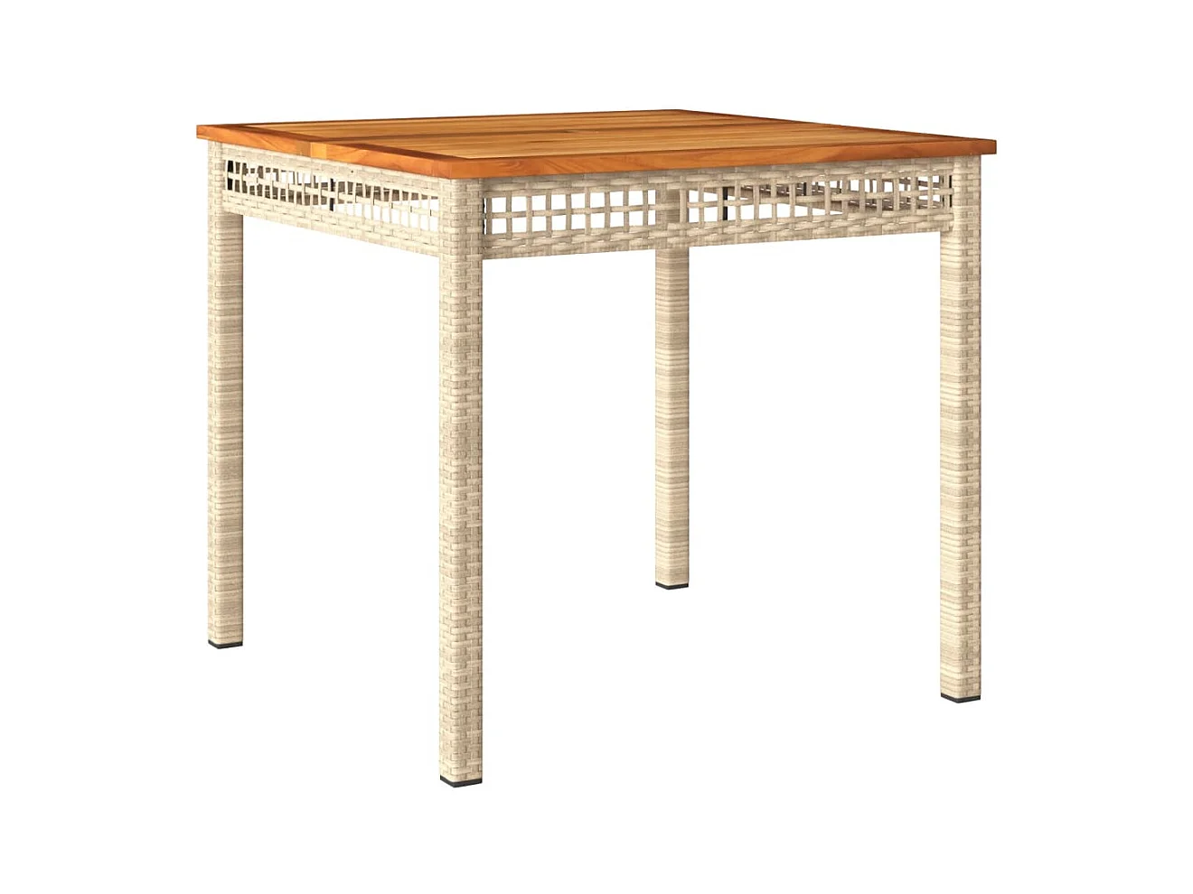 Beige tuintafel 80x80x75 cm gevlochten hars en acaciahout