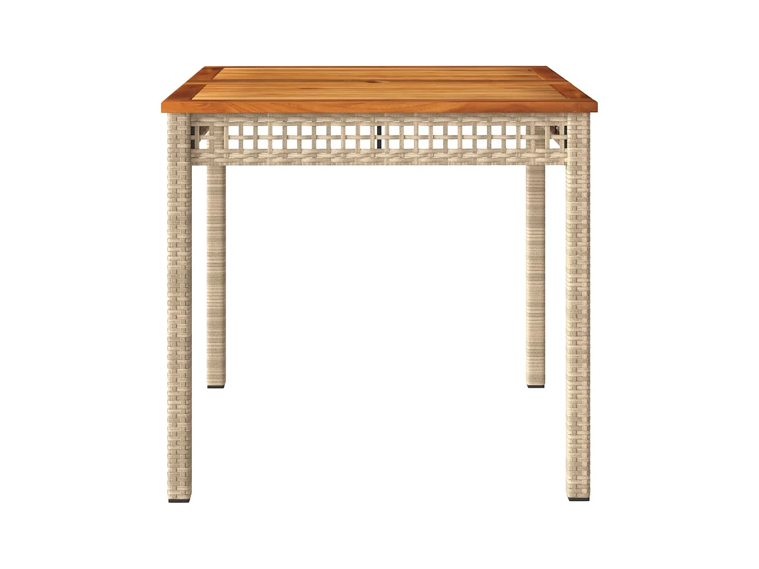 Beige tuintafel 80x80x75 cm gevlochten hars en acaciahout