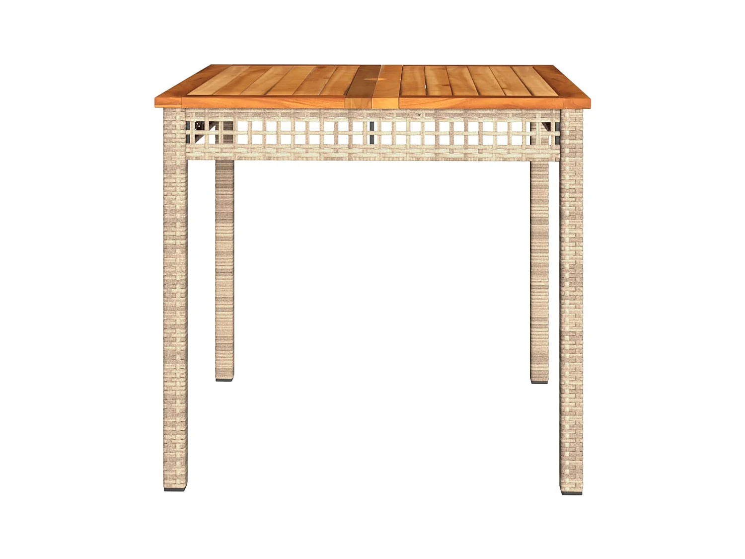 Beige tuintafel 80x80x75 cm gevlochten hars en acaciahout