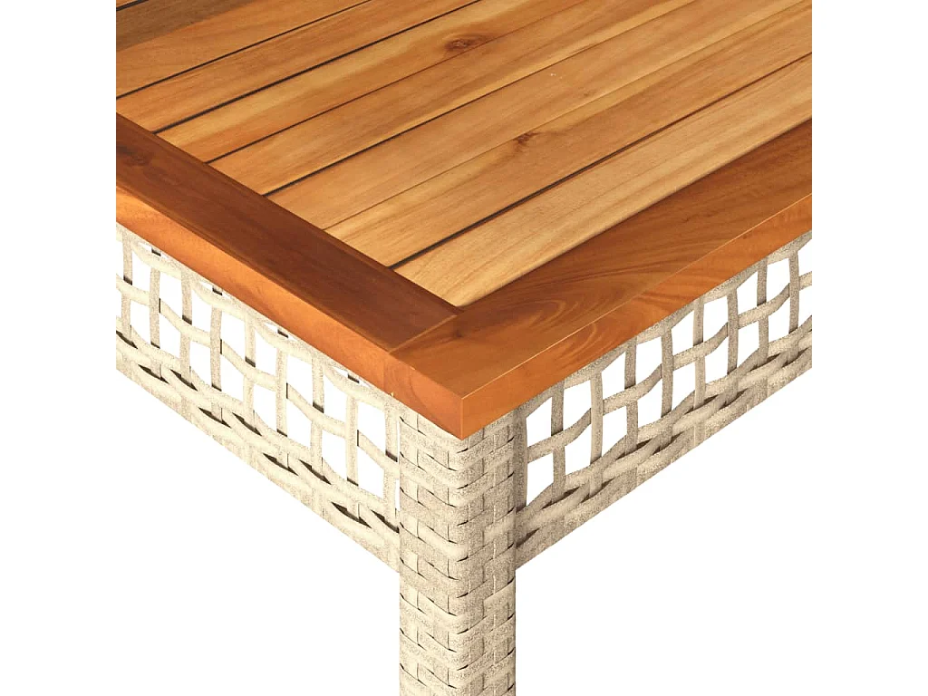 Tavolo da giardino beige 80x80x75 cm in resina intrecciata e legno di acacia
