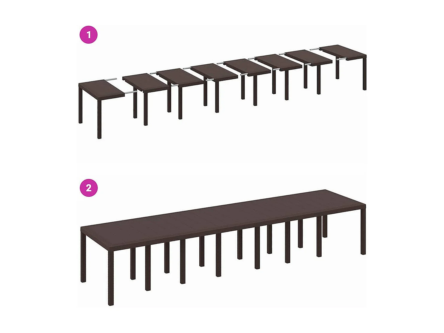 Table de Jardin Marron 400 x 100 x 73 cm polyrotin