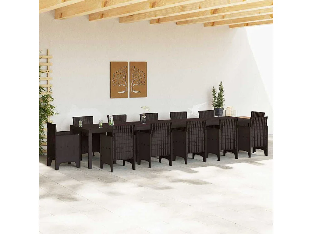 Bruine tuintafel 400 x 100 x 73 cm polyrotan