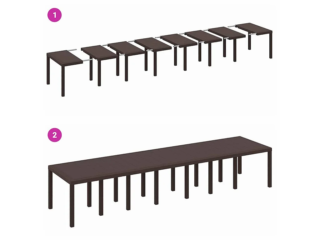 Bruine tuintafel 400 x 100 x 73 cm polyrotan