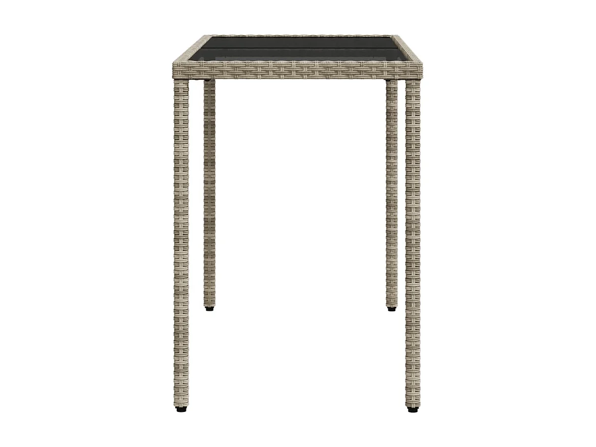 Tavolo da giardino con piano in vetro grigio chiaro 115x54x74 cm in rattan