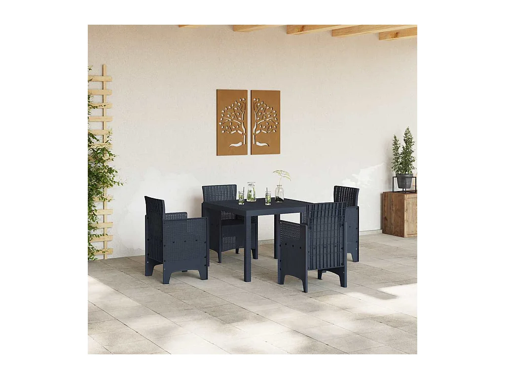 Table de Jardin Anthracite 100 x 100 x 73 cm polyrotin