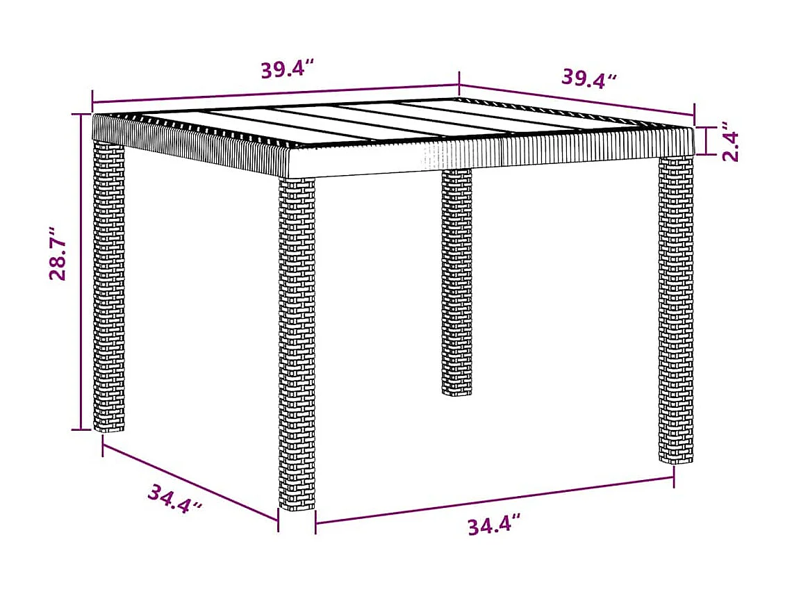 Table de Jardin Anthracite 100 x 100 x 73 cm polyrotin