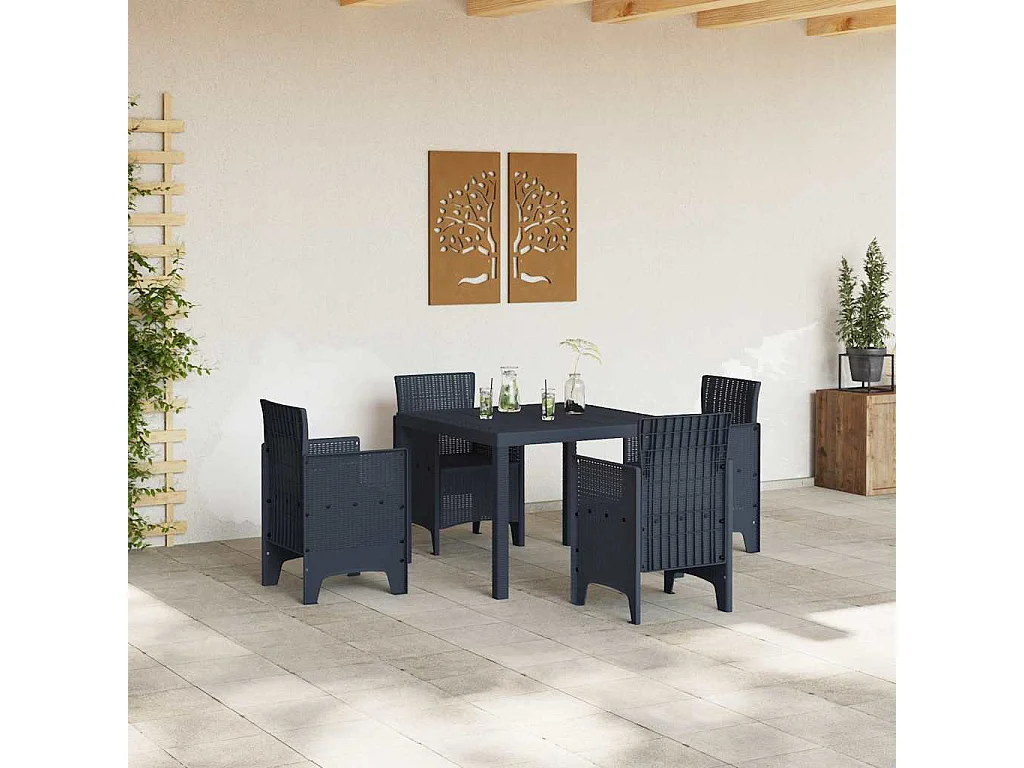 Table de Jardin Anthracite 100 x 100 x 73 cm polyrotin