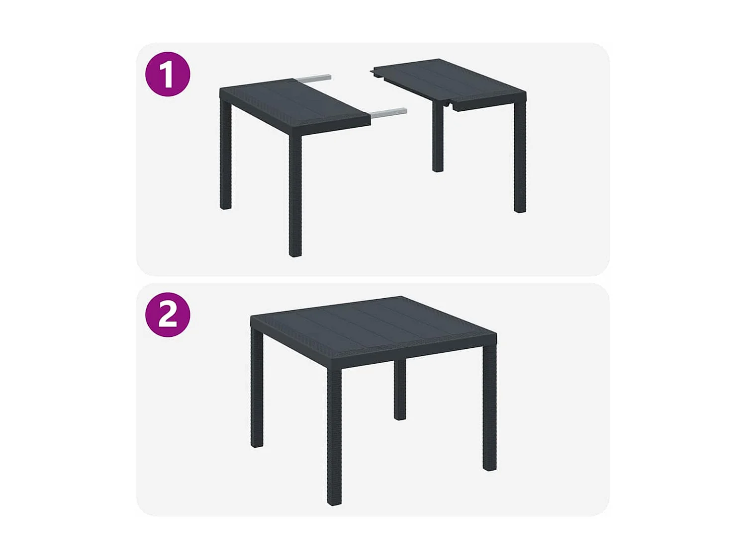 Table de Jardin Anthracite 100 x 100 x 73 cm polyrotin