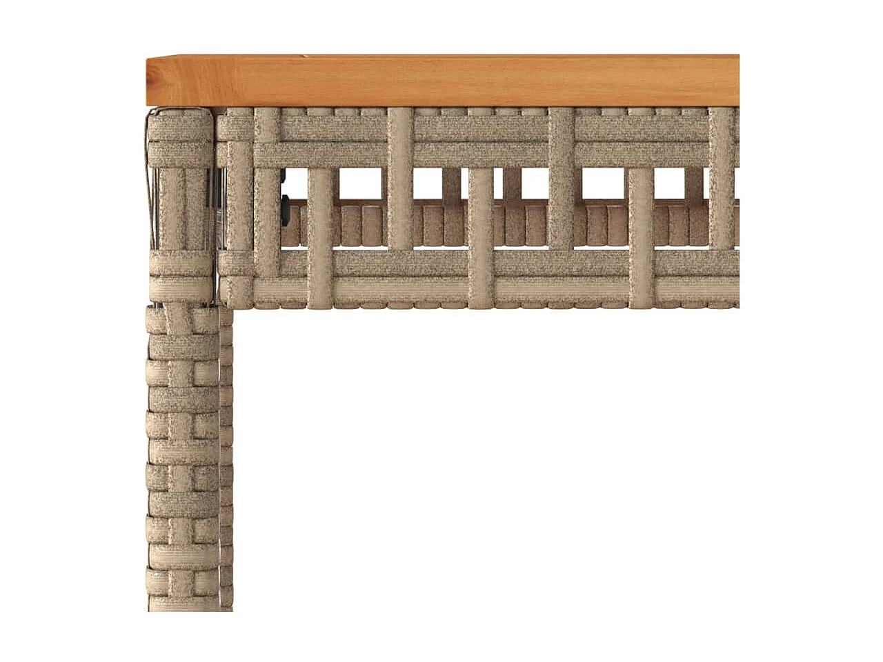 Tavolo da giardino mix beige 38x38x42 cm in rattan e legno di acacia